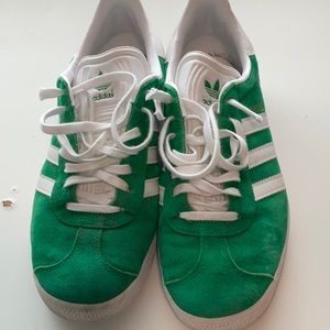 Adidas Women's Vibrant Green and White Sneakers